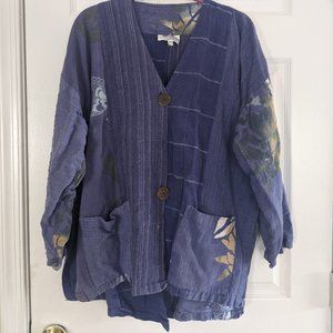 Vintage Bohemian Batik Artist Smock Cover Up